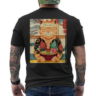 Vintage Kawaii Cat Anime Lovers Japanese Ramen Lovers Mens Back Print T-shirt - Thegiftio UK