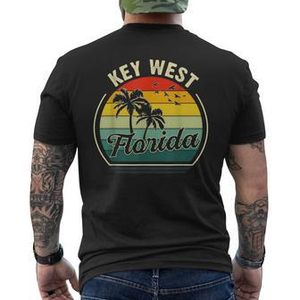 Vintage Key West Beach Floria Summer Vacation Sunset Palm Key West Funny Gifts Mens Back Print T-shirt | Mazezy