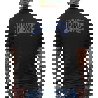Vintage La Cañada Flintridge Ca Distressed Blue Varsity Styl Men's T-shirt Back Print | Mazezy