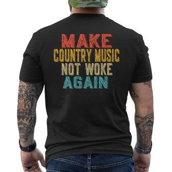 Vintage Make Country Music Not Woke Again Mens Back Print T-shirt | Mazezy