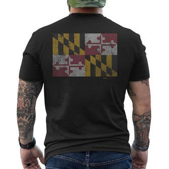 Vintage Maryland State Flag Pride T Men's T-shirt Back Print | Mazezy