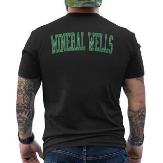 Vintage Mineral Wells Tx Distressed Green Varsity Style Men's T-shirt Back Print | Mazezy