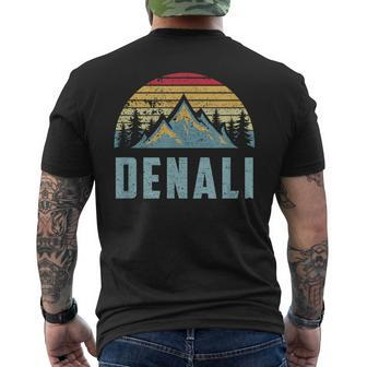 Vintage Mt Denali National Park Alaska Mountain Men's T-shirt Back Print | Mazezy