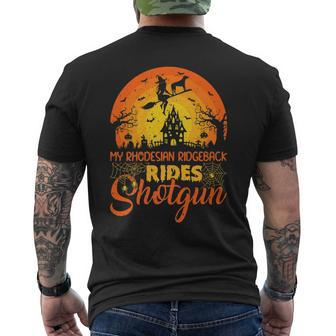 Vintage My Rhodesian Ridgeback Dog Ride Shotgun Halloween Halloween Funny Gifts Mens Back Print T-shirt | Mazezy