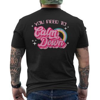 Vintage You Need To Calm Down Funny Quotes Mens Back Print T-shirt - Seseable