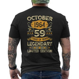 Vintage October 1964 59Th Birthday 59 Years Old Men's T-shirt Back Print - Monsterry AU