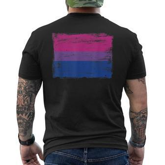 Vintage Painted Bisexual Pride Flag Pink Purple Blue Mens Back Print T-shirt | Mazezy