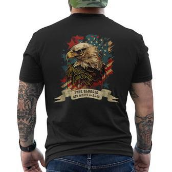Vintage Patriotic Bald Eagle Mens Back Print T-shirt | Mazezy