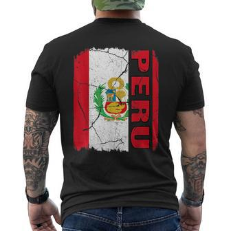 Vintage Peruvian Flag Peru Pride Roots Heritage Gift Mens Back Print T-shirt - Seseable