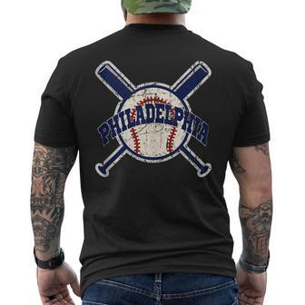 Vintage Philadelphia Baseball Retro Philly Cityscap Men's T-shirt Back Print - Seseable