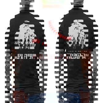 Vintage Philly Baseball Leopard Heart Baseball Fans Men's T-shirt Back Print - Monsterry