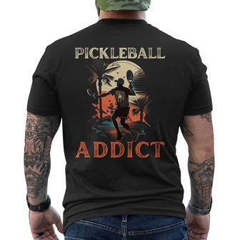 Vintage Pickleball Addict Player For Paddleball Lover Mens Back Print T-shirt | Mazezy