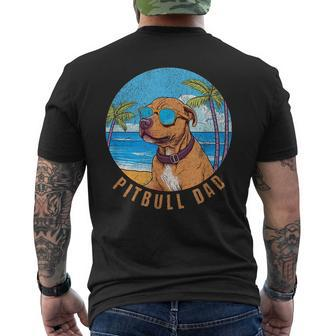 Vintage Pitbull Dad Sunset Pittie Dad  Mens Back Print T-shirt