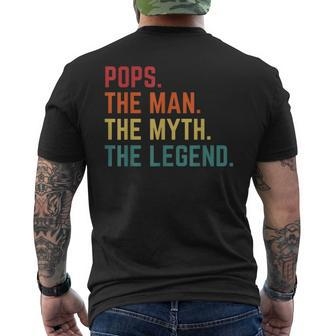 Vintage Pops Man Myth Legend Daddy Grandpa Fathers Day Mens Back Print T-shirt | Mazezy DE