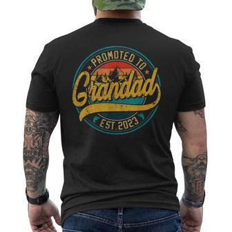 Vintage Promoted To Great Grandad Est 2023 Family Mens Back Print T-shirt | Mazezy