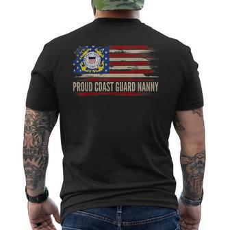 Vintage Proud Coast Guard Nanny American Flag Gift Mens Back Print T-shirt | Mazezy