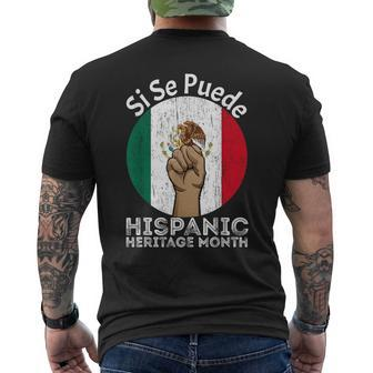 Vintage Proud Mexica Flag National Hispanic Heritage Month Men's T-shirt Back Print - Seseable