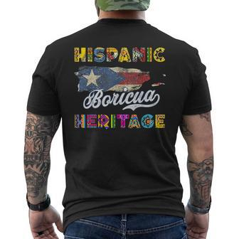 Vintage Puerto Rico Hispanic Heritage Month Men's T-shirt Back Print - Seseable