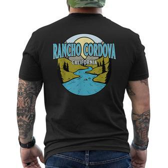 Vintage Rancho Cordova California River Valley Print Men's T-shirt Back Print | Mazezy