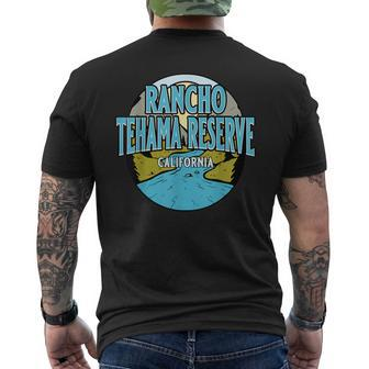 Vintage Rancho Tehama Reserve California River Valley Print Men's T-shirt Back Print | Mazezy