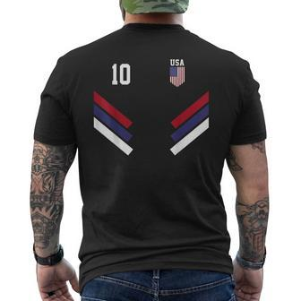 Vintage Retro 10 American Football Usa Flag Soccer Jersey Mens Back Print T-shirt - Seseable