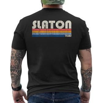 Vintage Retro 70S 80S Style Hometown Of Slaton Tx Men's T-shirt Back Print | Mazezy