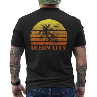 Vintage Retro Beach Vacation Ocean City Maryland Sunset Vacation Funny Gifts Mens Back Print T-shirt | Mazezy
