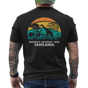 Vintage Retro Serengeti National Park Tanzania Africa Safar Men's T-shirt Back Print | Mazezy