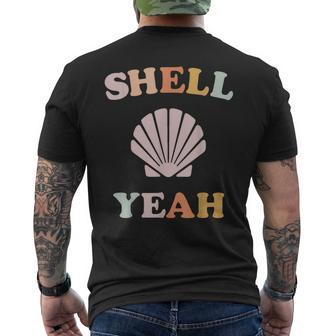 Vintage Retro Shell Yeah Beach Tropical Vacation Gifts Vacation Funny Gifts Mens Back Print T-shirt | Mazezy