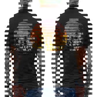 Vintage Retro Style Sunset Palm Tree Beach California Hawaii Mens Back Print T-shirt | Mazezy