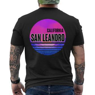 Vintage San Leandro Vaporwave California Men's T-shirt Back Print | Mazezy