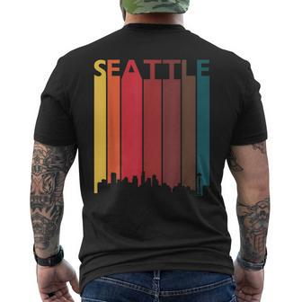 Vintage Seattle Skyline Seattle Vacation Retro Seattle Pride Mens Back Print T-shirt | Mazezy
