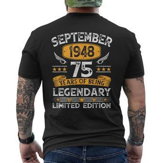 Vintage September 1948 75 Years Old 75Th Birthday Men's T-shirt Back Print - Seseable