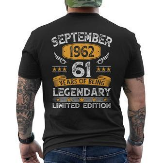 Vintage September 1962 61 Years Old 61St Birthday Men's T-shirt Back Print - Seseable