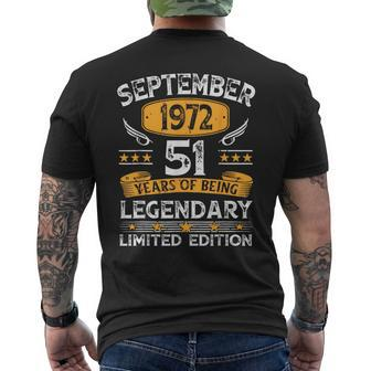Vintage September 1972 51 Years Old 51St Birthday Men's T-shirt Back Print | Mazezy
