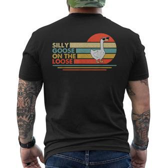 Vintage Silly Goose On The Loose Funny Goose University Mens Back Print T-shirt | Mazezy