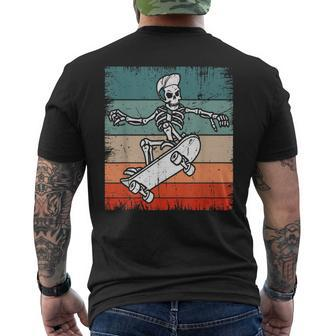 Vintage Skateboarding Skeleton Retro Halloween Skateboard Skateboarding Funny Gifts Mens Back Print T-shirt | Mazezy