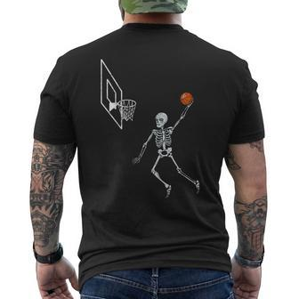Vintage Skeleton Basketball Player Dunking Hoop Halloween Basketball Funny Gifts Mens Back Print T-shirt | Mazezy AU