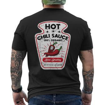 Vintage Spicy Chili Hot Sauce Costume Funny Halloween Gifts Halloween Funny Gifts Mens Back Print T-shirt | Mazezy
