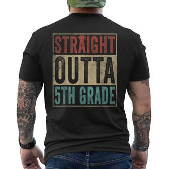 Vintage Straight Outta 5Th Grade Graduation Grad Men's Back Print T-shirt | Mazezy