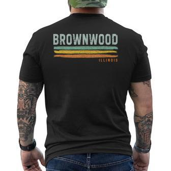 Vintage Stripes Brownwood Il Men's T-shirt Back Print | Mazezy