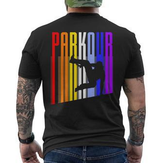 Vintage Style Distressed Parkour Retro Silhouette Men's T-shirt Back Print | Mazezy