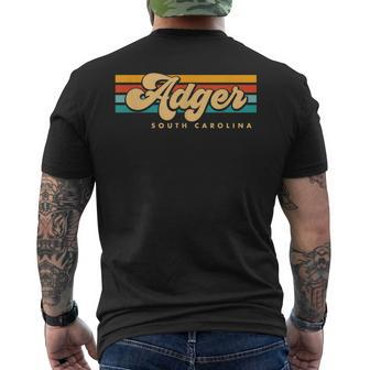 Vintage Sunset Stripes Adger South Carolina Men's T-shirt Back Print | Mazezy
