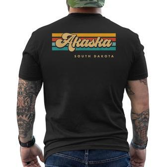 Vintage Sunset Stripes Akaska South Dakota Men's T-shirt Back Print | Mazezy