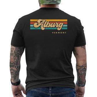 Vintage Sunset Stripes Alburg Vermont Men's T-shirt Back Print | Mazezy