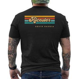 Vintage Sunset Stripes Alcester South Dakota Men's T-shirt Back Print | Mazezy