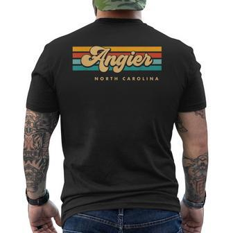 Vintage Sunset Stripes Angier North Carolina Men's T-shirt Back Print | Mazezy