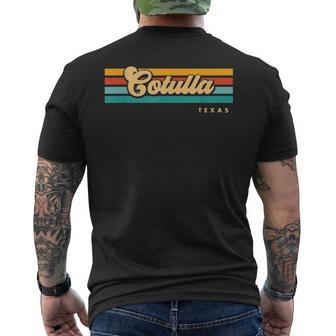 Vintage Sunset Stripes Cotulla Texas Men's T-shirt Back Print | Mazezy