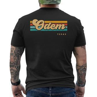 Vintage Sunset Stripes Odem Texas Men's T-shirt Back Print | Mazezy