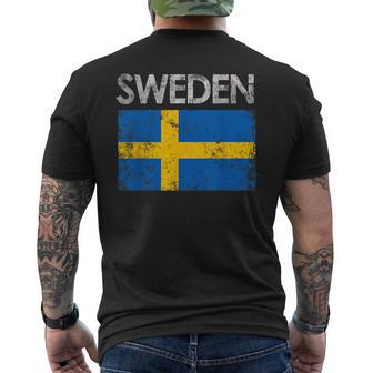 Vintage Sweden Swedish Flag Pride Gift Pride Month Funny Designs Funny Gifts Mens Back Print T-shirt | Mazezy